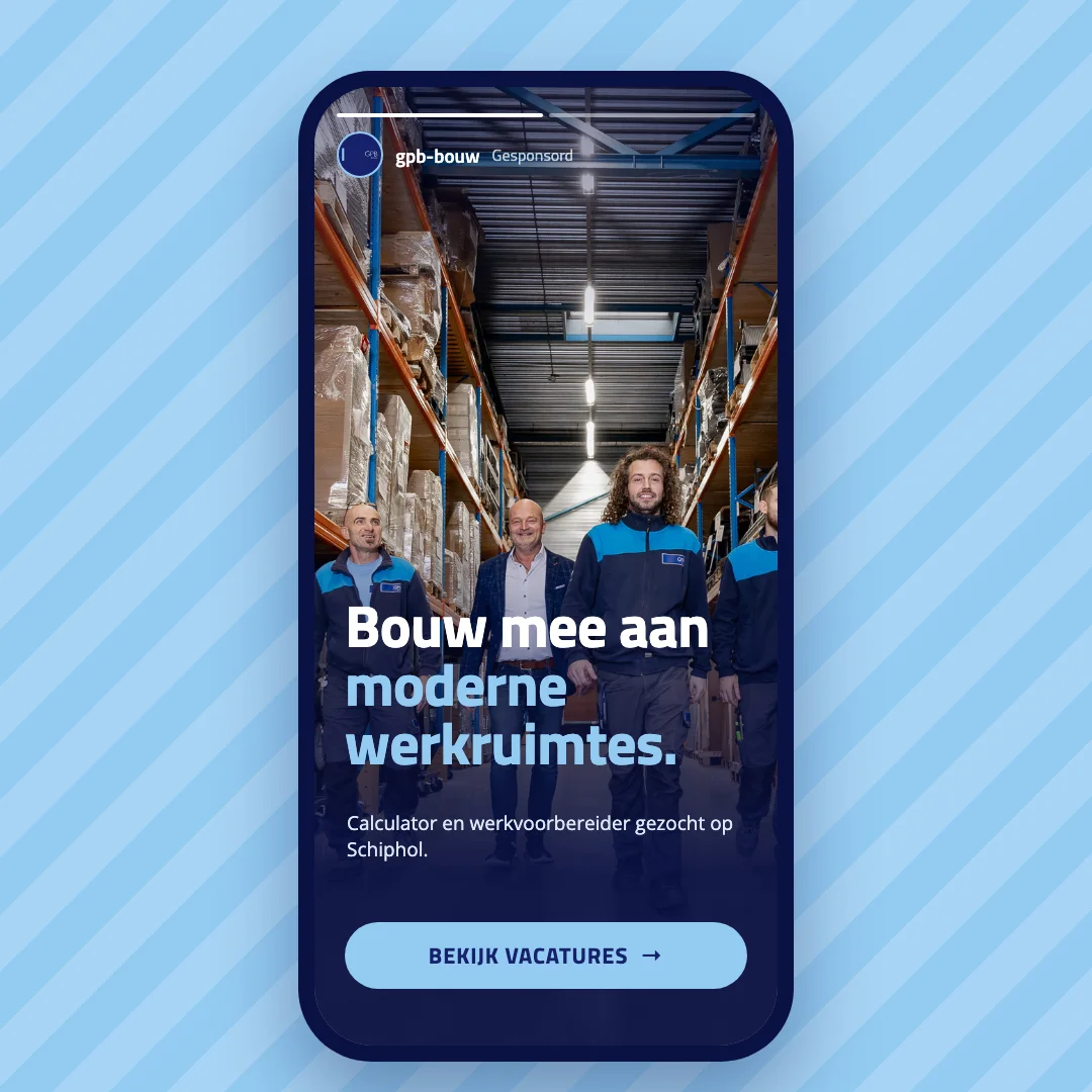 Instagram story: Bouw mee aan moderne werkruimtes.